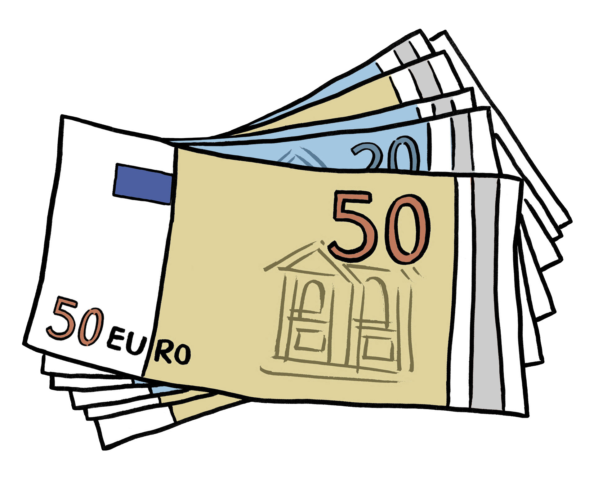 Illustration: Ein Bündel Geldscheine.